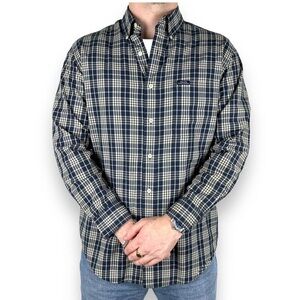 Vintage Chaps Ralph Lauren button down medium green plaid holidays casual